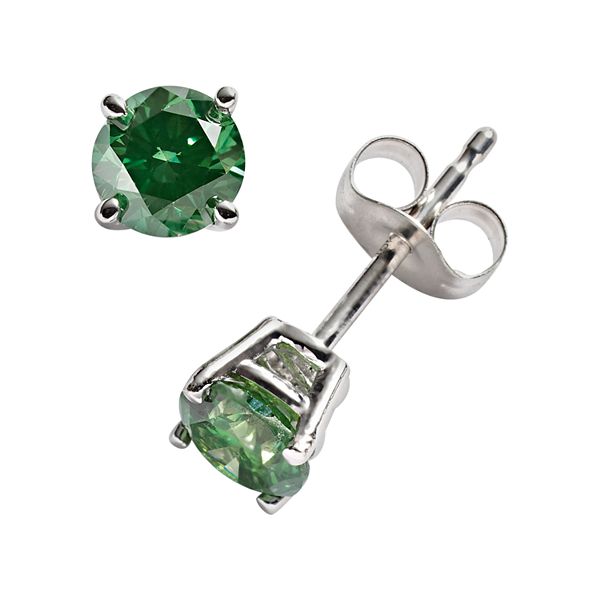 Green diamond shop stud earrings