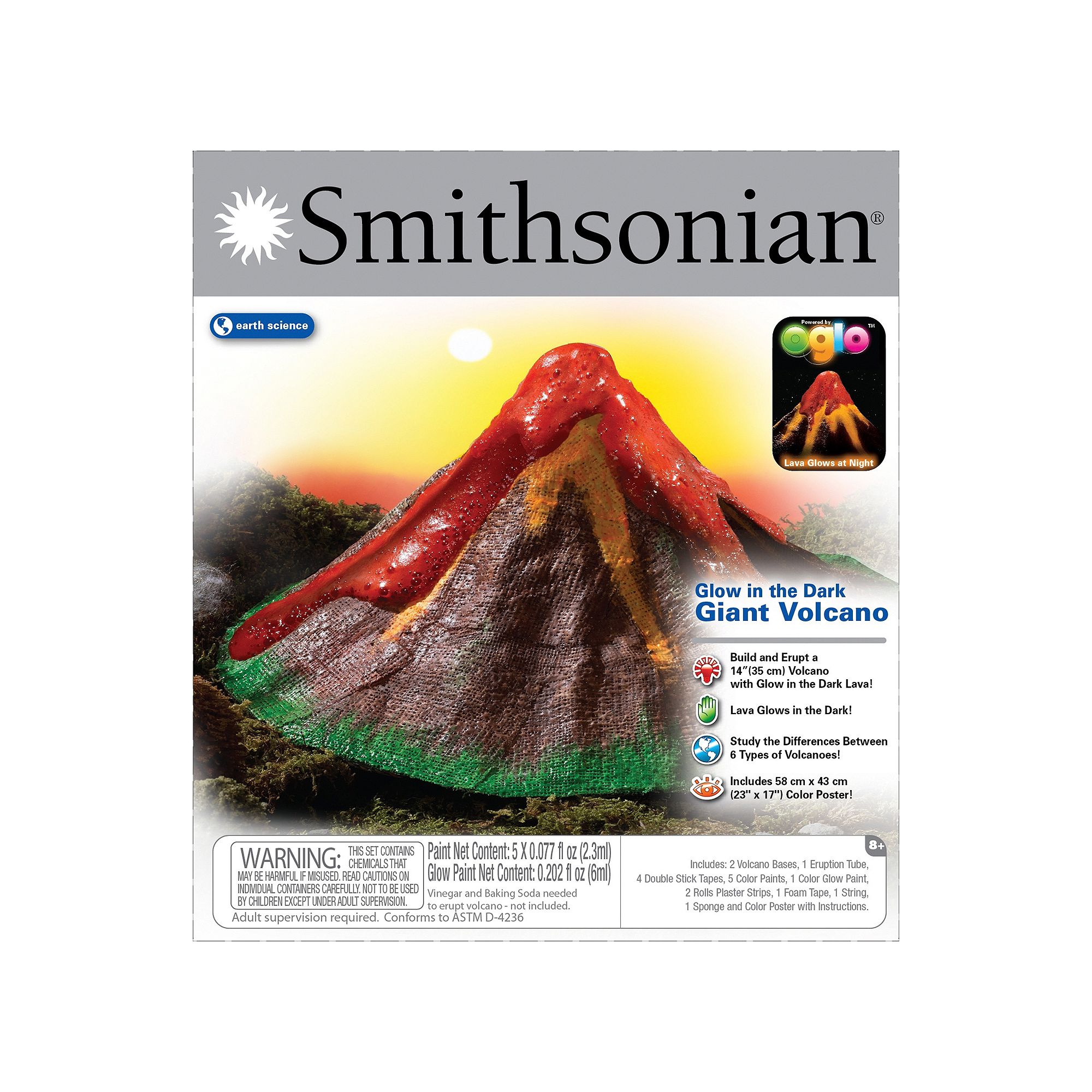Smithsonian Glow-in-the-Dark Giant Volcano Kit by NSI, Multi