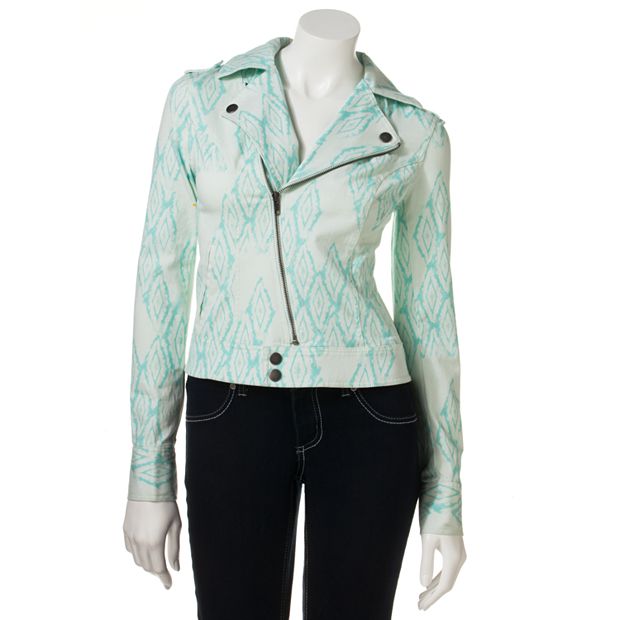Mudd Geometric Denim Moto Jacket Juniors