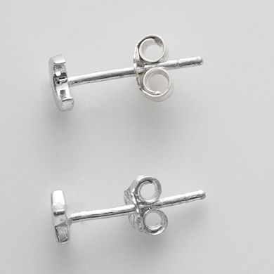 Itsy Bitsy Sterling Silver Star and Moon Mismatch Stud Earrings