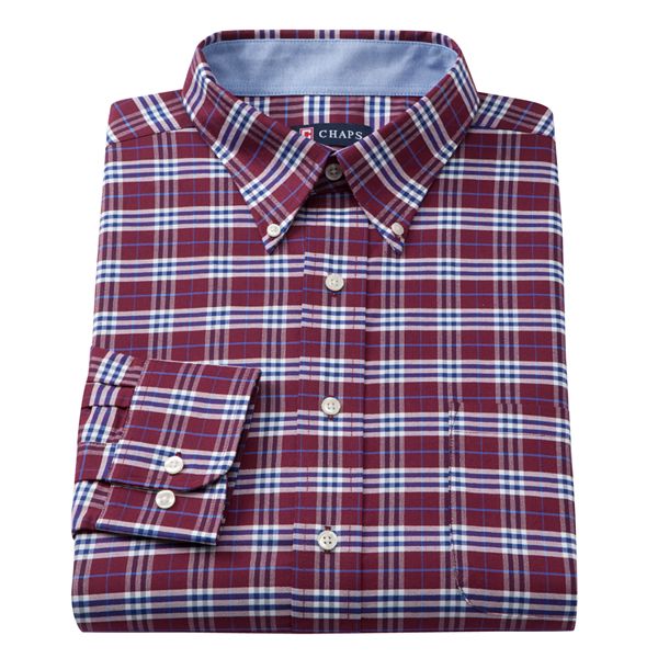 Men's Chaps Classic-Fit Plaid Oxford Button-Down Collar Dress Shirt