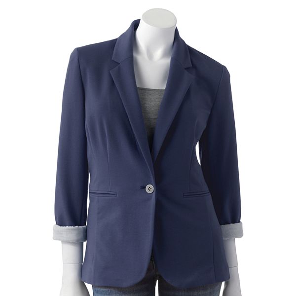 Women's Apt. 9® Solid Roll-Sleeve Blazer