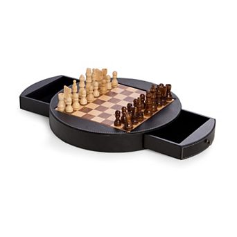 Wood & Leather Chess Set