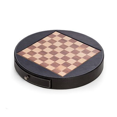 Wood and Leather Chess Set