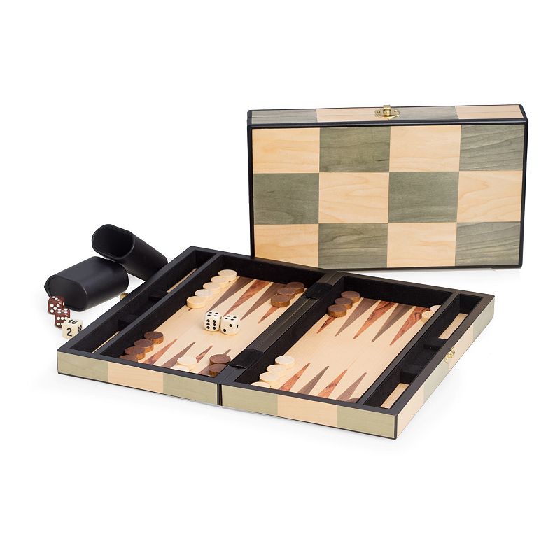 12-in. Wooden Backgammon Set, Beig/Green