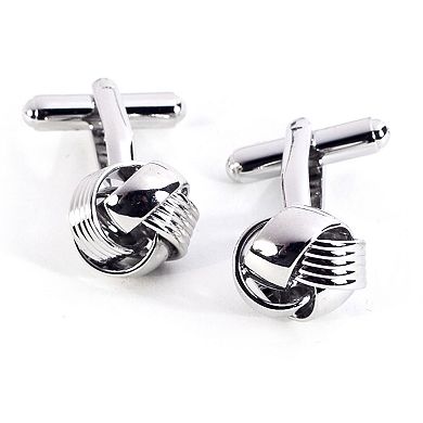 Rhodium-Plated Knot Cuff Links