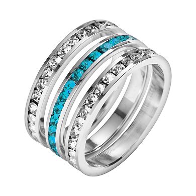 Traditions Jewelry Company Sterling Silver Crystal Eternity Ring Set