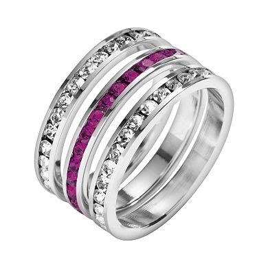 Traditions Jewelry Company Sterling Silver Crystal Eternity Ring Set