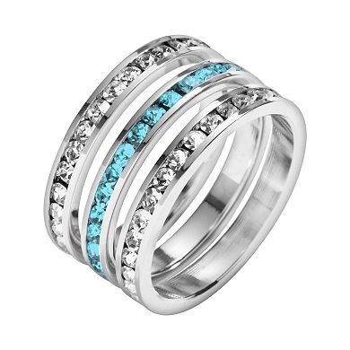 Traditions Jewelry Company Sterling Silver Crystal Eternity Ring Set