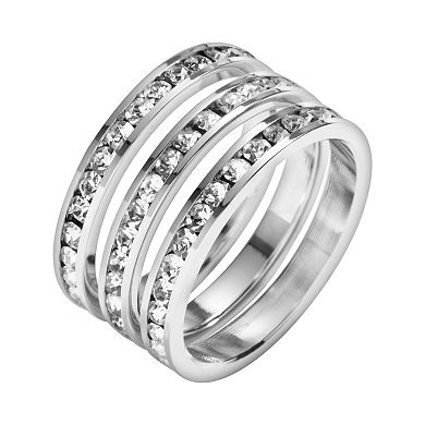 Traditions Jewelry Company Sterling Silver Crystal Eternity Ring Set