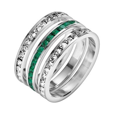 Traditions Jewelry Company Sterling Silver Crystal Eternity Ring Set