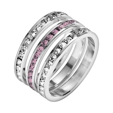 Traditions Jewelry Company Sterling Silver Crystal Eternity Ring Set