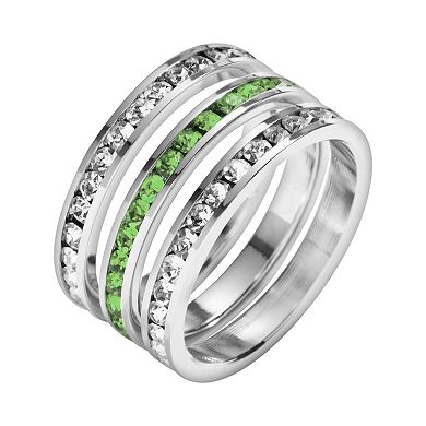 Traditions Jewelry Company Sterling Silver Crystal Eternity Ring Set