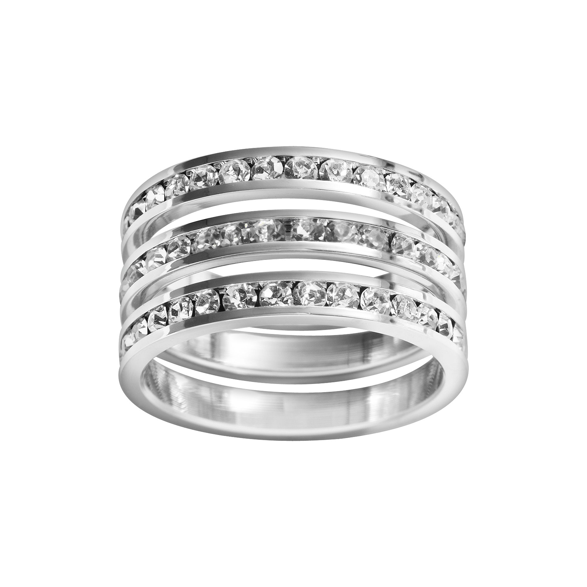 Traditions Jewelry Company Sterling Silver Crystal Eternity Ring Set, Women