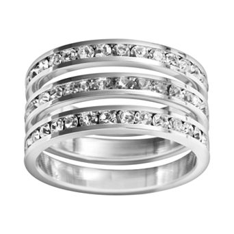 Traditions Jewelry Company Sterling Silver Crystal Eternity Ring Set