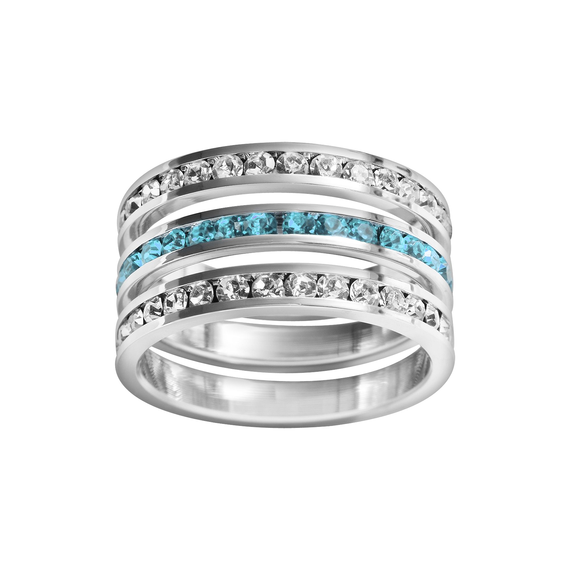 Traditions Jewelry Company Sterling Silver Crystal Eternity Ring Set, Women