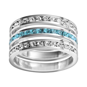 Traditions Jewelry Company Sterling Silver Crystal Eternity Ring Set