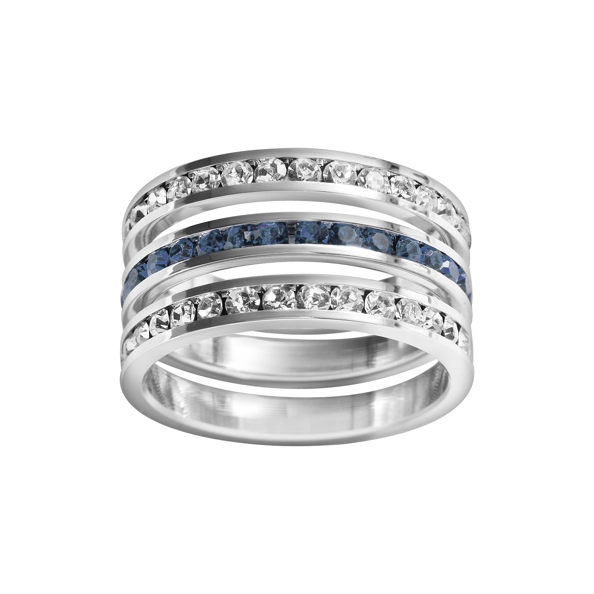Traditions Jewelry Company Sterling Silver Crystal Eternity Ring Set, Women