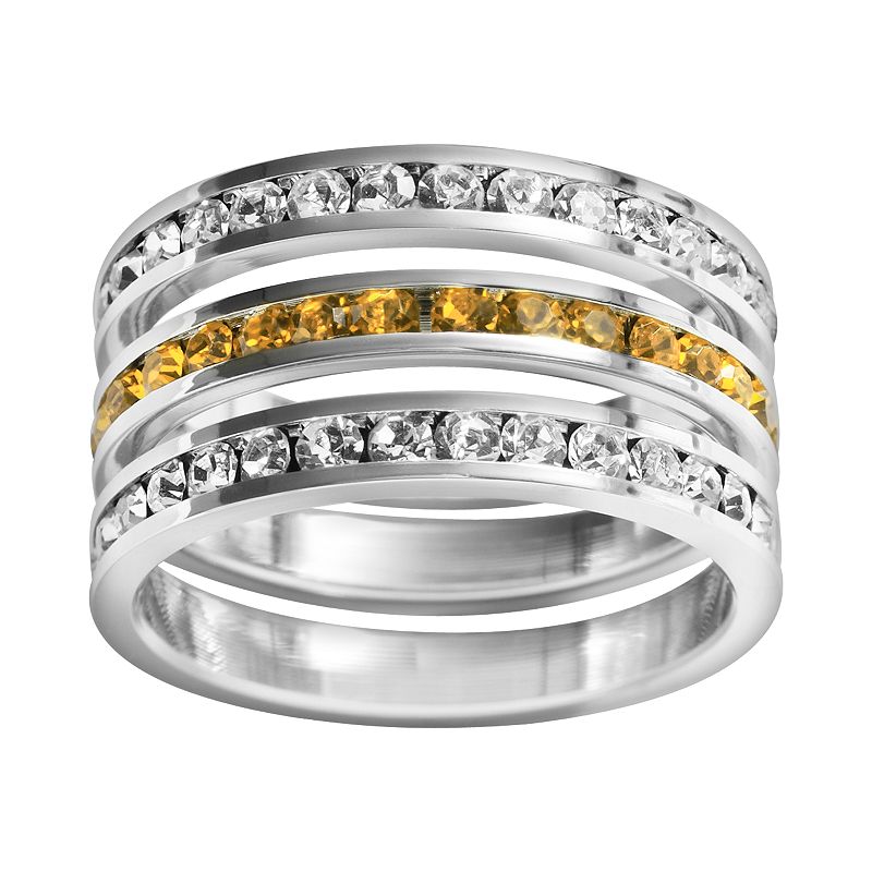 Traditions Jewelry Company Sterling Silver Crystal Eternity Ring Set, Women's, Size: 10, White Dark Yellow