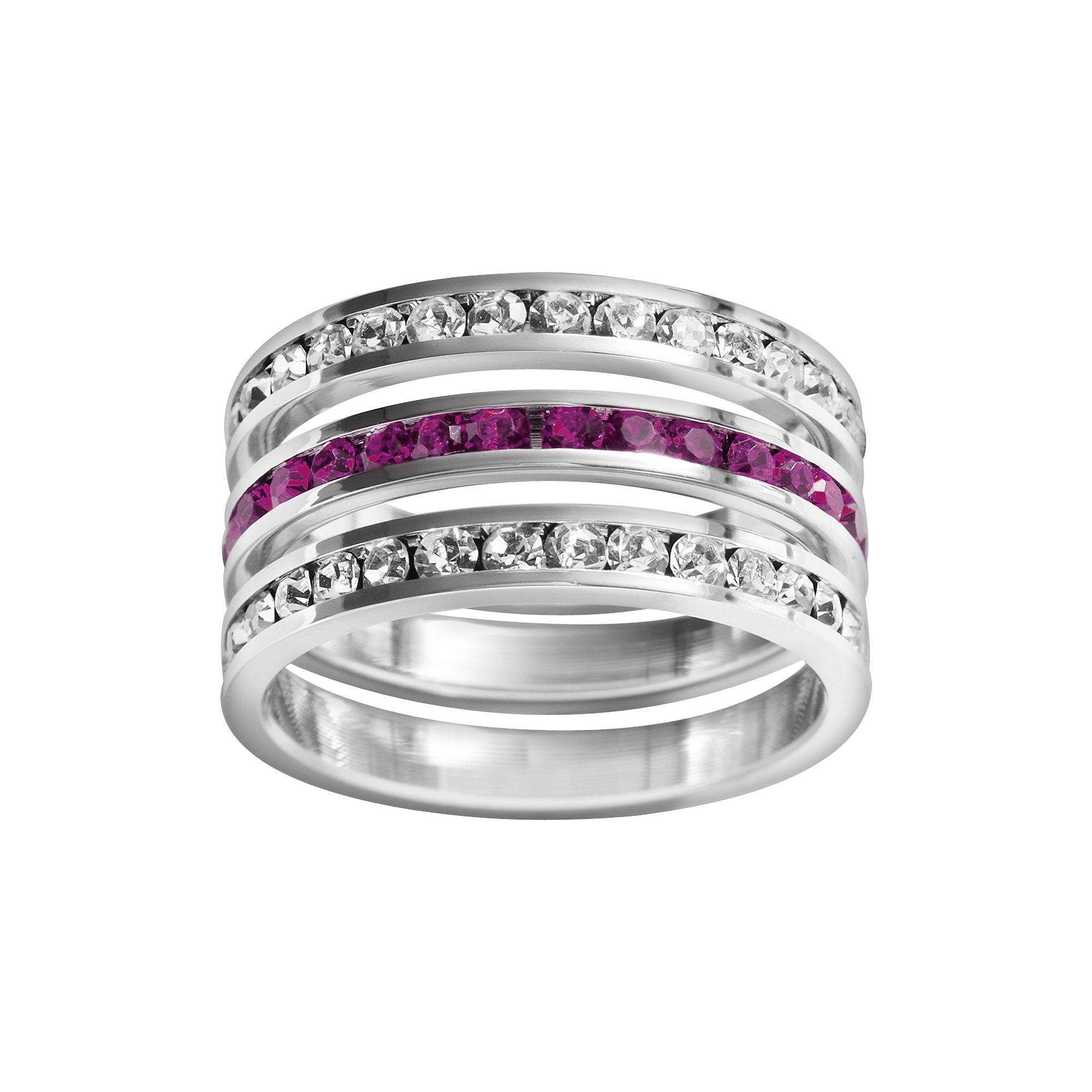 Traditions Jewelry Company Sterling Silver Crystal Eternity Ring Set, Women