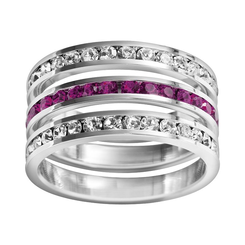 Traditions Jewelry Company Sterling Silver Crystal Eternity Ring Set, Women's, Size: 9, White Pink