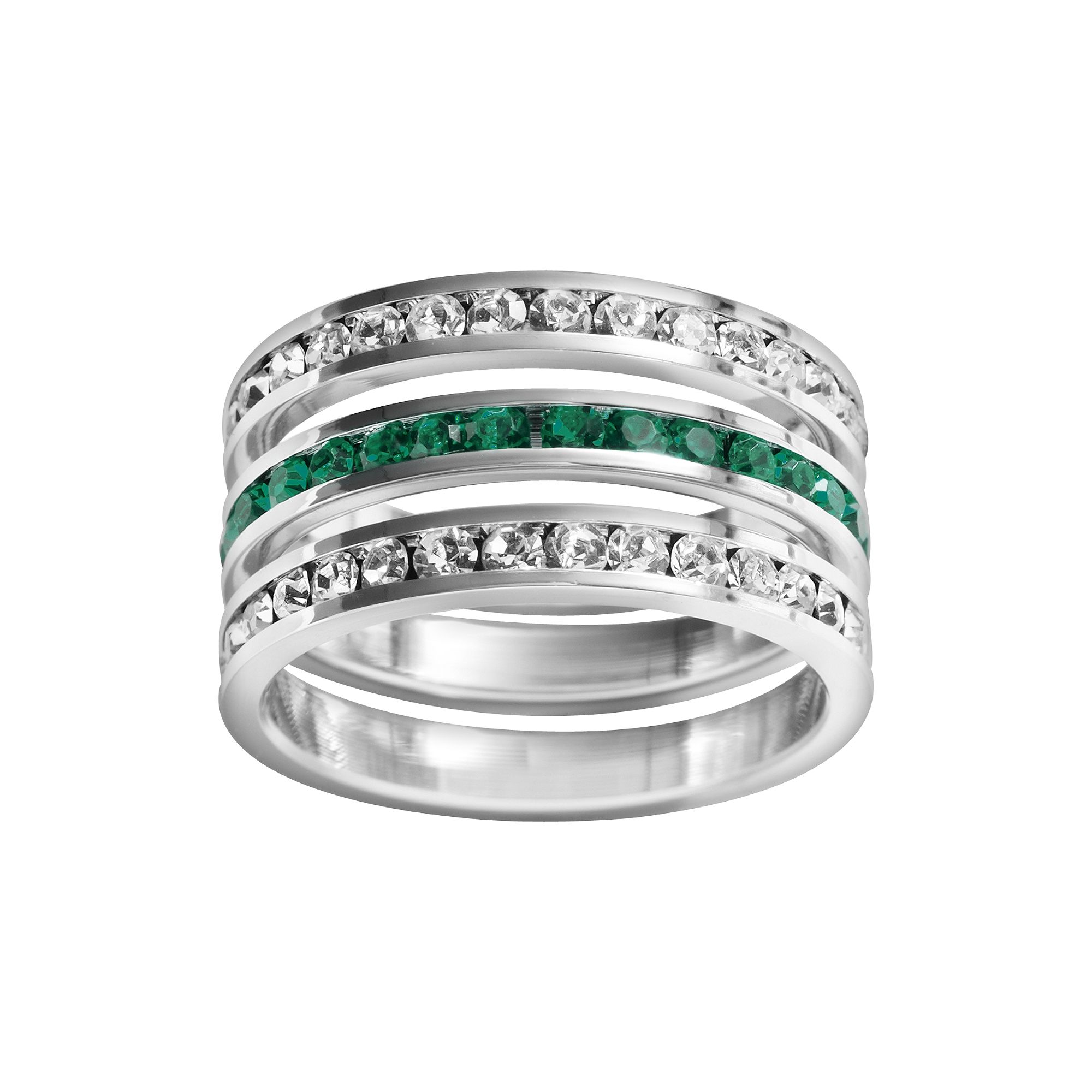 Traditions Jewelry Company Sterling Silver Crystal Eternity Ring Set, Women