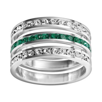 Traditions Jewelry Company Sterling Silver Crystal Eternity Ring Set