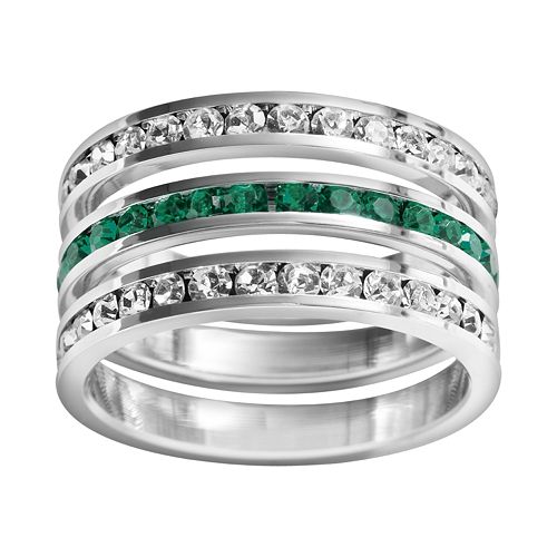 Traditions Sterling Silver Crystal Eternity Ring Set