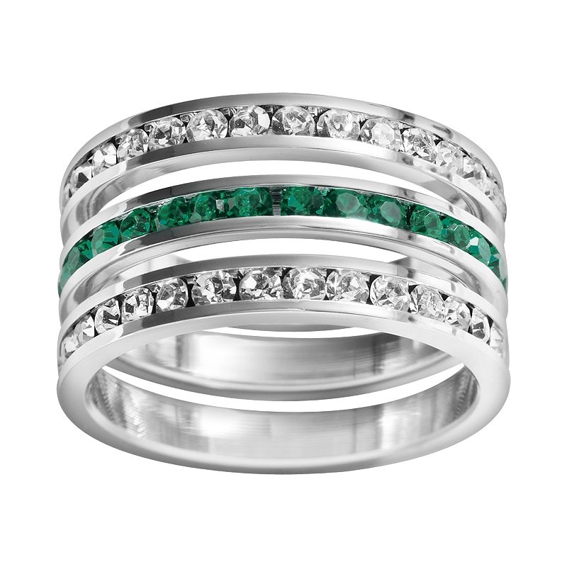 Traditions Jewelry Company Sterling Silver Crystal Eternity Ring Set, Women's, Size: 8, White Green