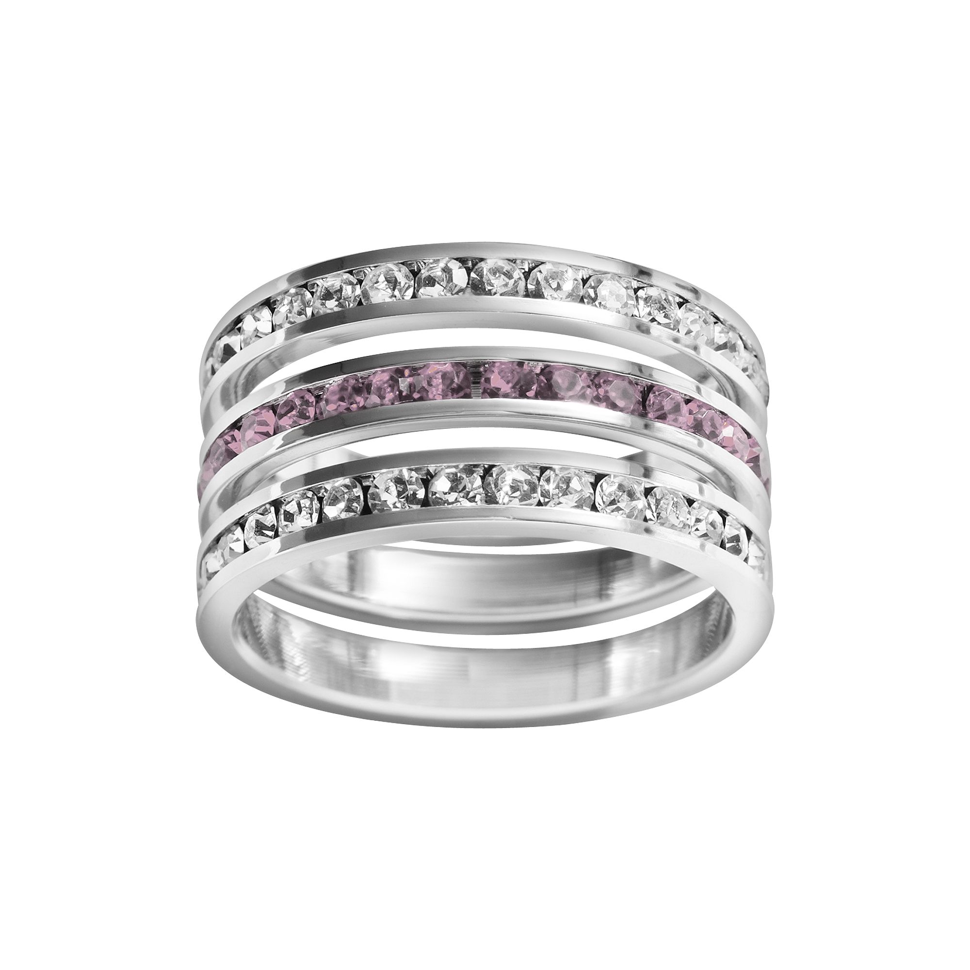 Traditions Jewelry Company Sterling Silver Crystal Eternity Ring Set, Women