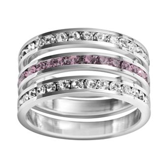 Traditions Jewelry Company Sterling Silver Crystal Eternity Ring Set