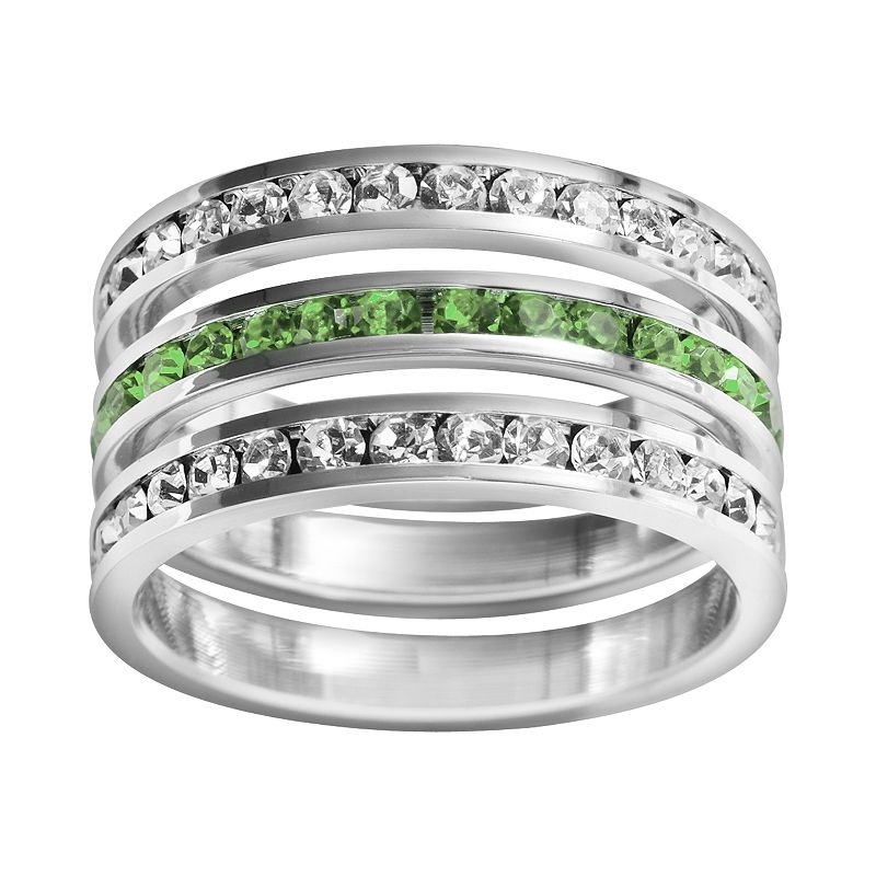 Traditions Jewelry Company Sterling Silver Crystal Eternity Ring Set, Women's, Size: 10, White Light Green