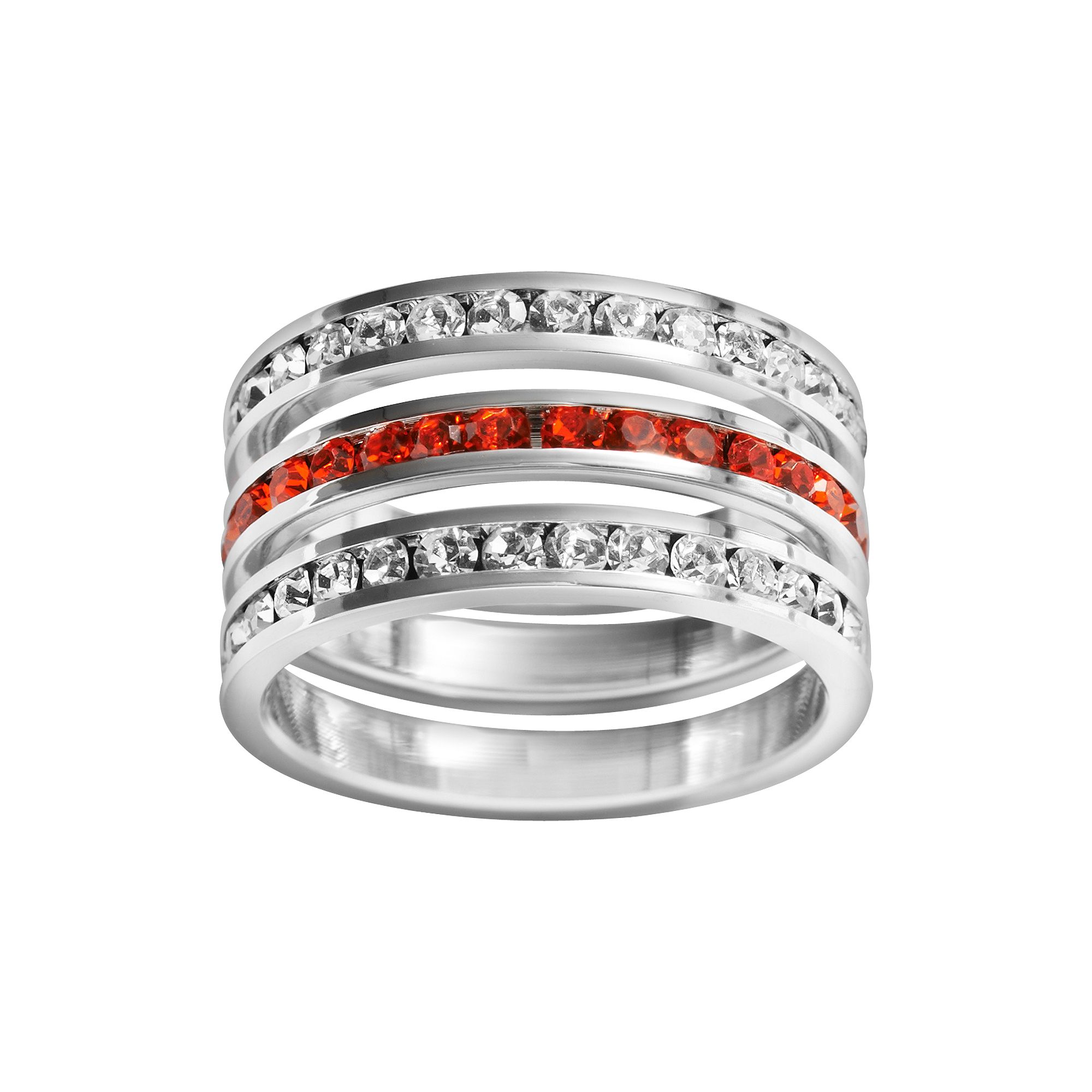 Traditions Jewelry Company Sterling Silver Crystal Eternity Ring Set, Women