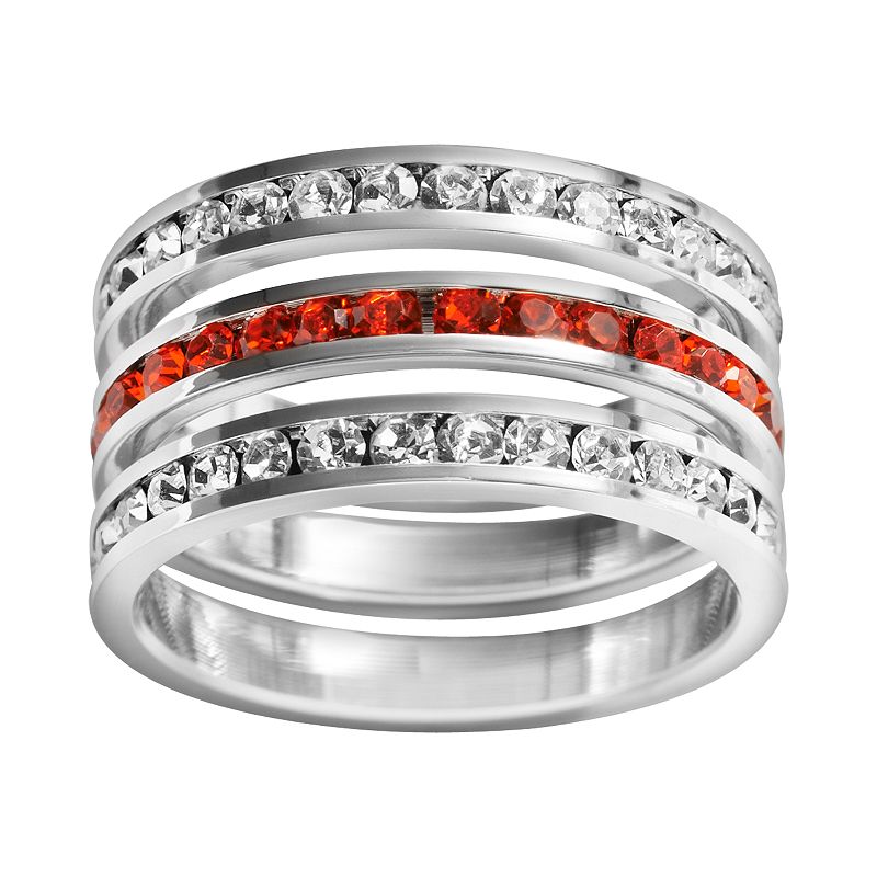 Traditions Jewelry Company Sterling Silver Crystal Eternity Ring Set, Women's, Size: 6, White Orange