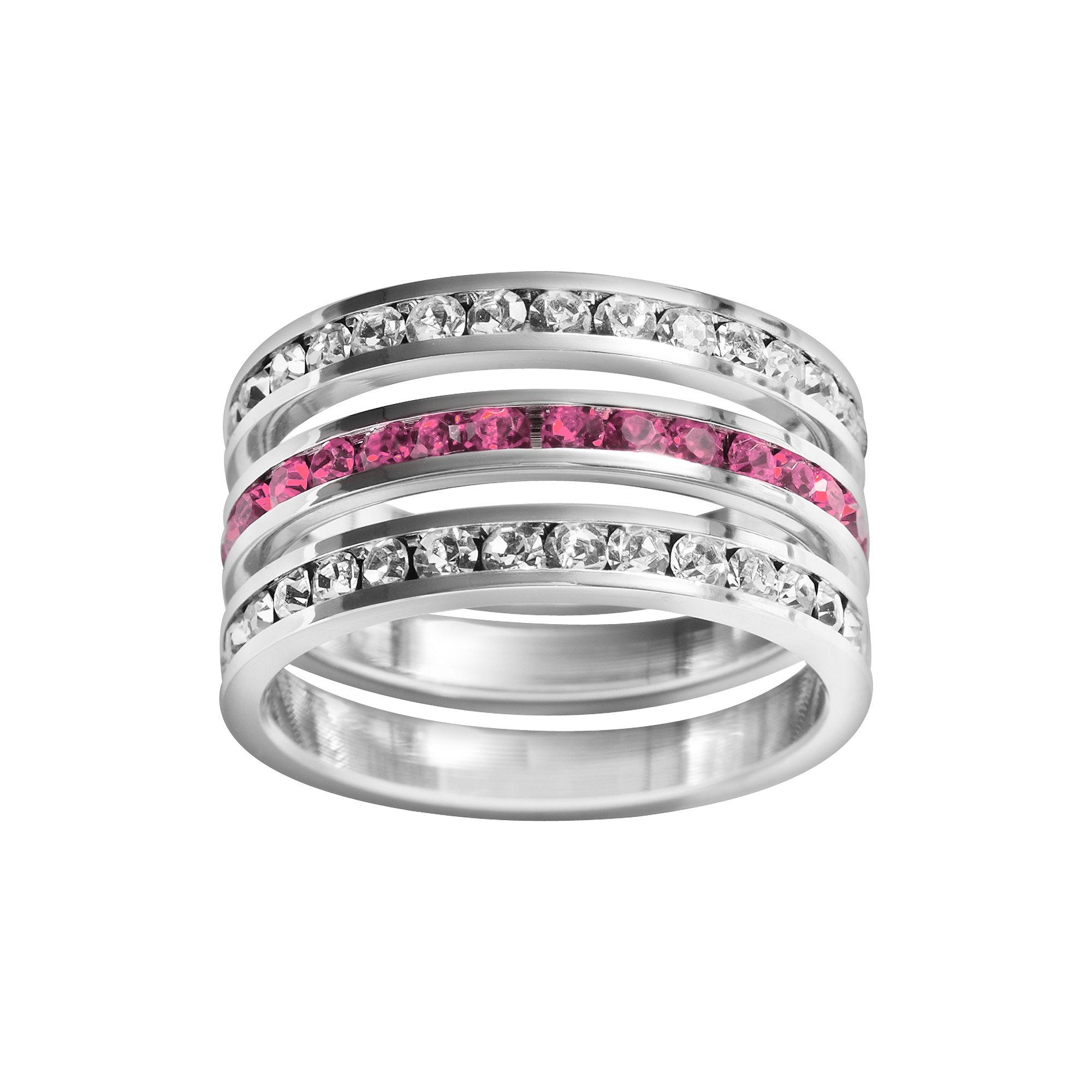 Traditions Jewelry Company Sterling Silver Crystal Eternity Ring Set, Women