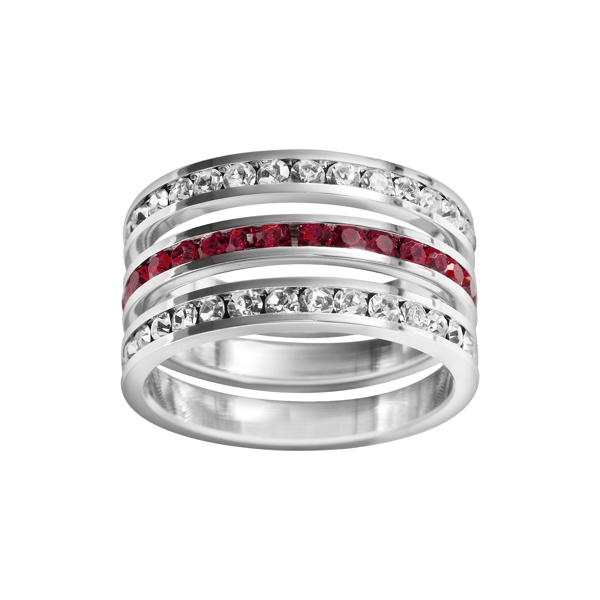 Traditions Jewelry Company Sterling Silver Crystal Eternity Ring Set, Women