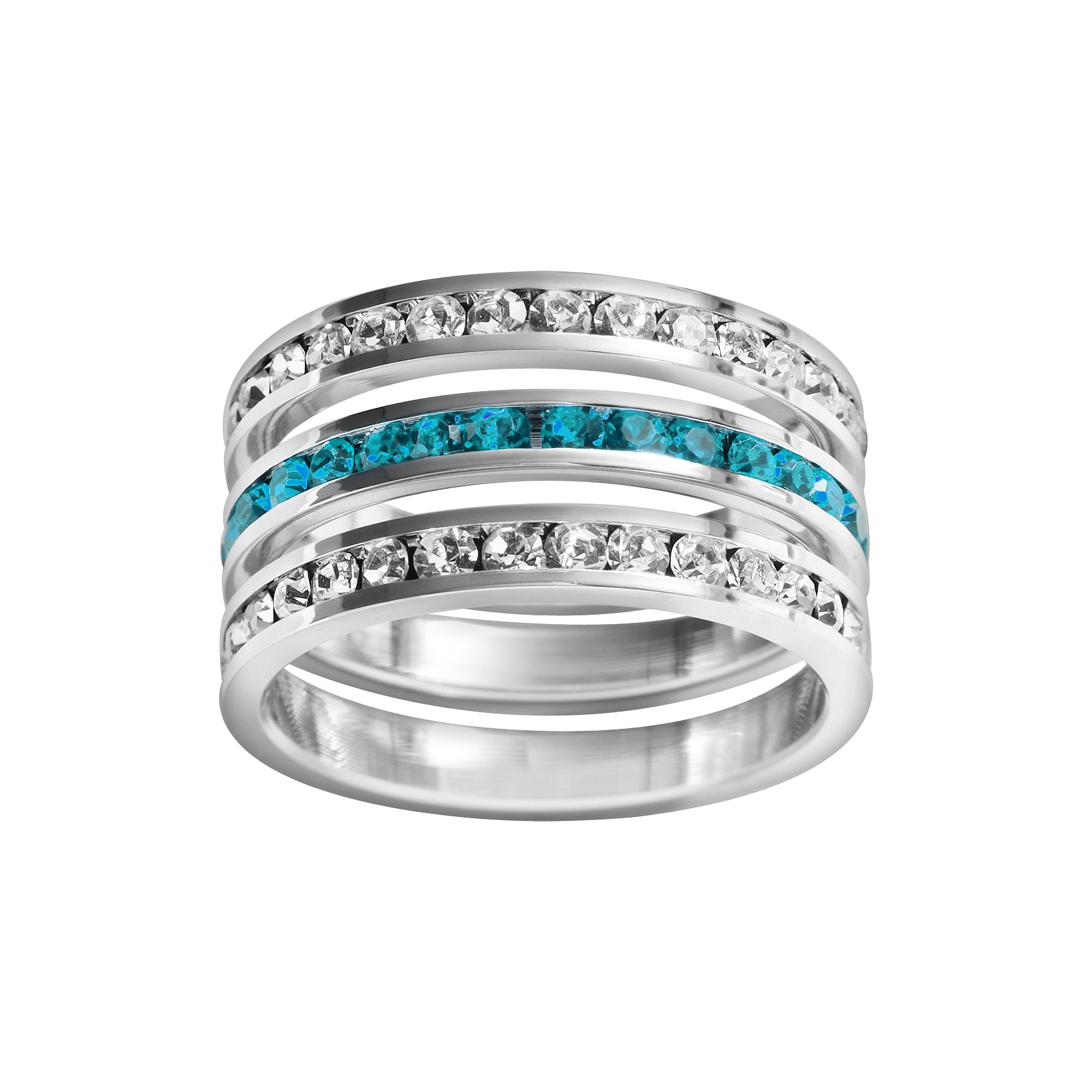 Traditions Jewelry Company Sterling Silver Crystal Eternity Ring Set, Women
