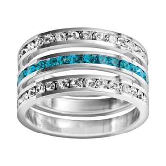 Traditions Jewelry Company Sterling Silver Crystal Eternity Ring Set