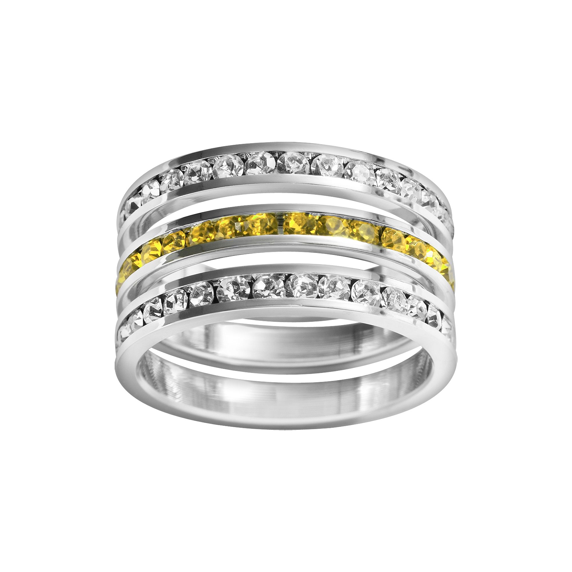 Traditions Jewelry Company Sterling Silver Crystal Eternity Ring Set, Women