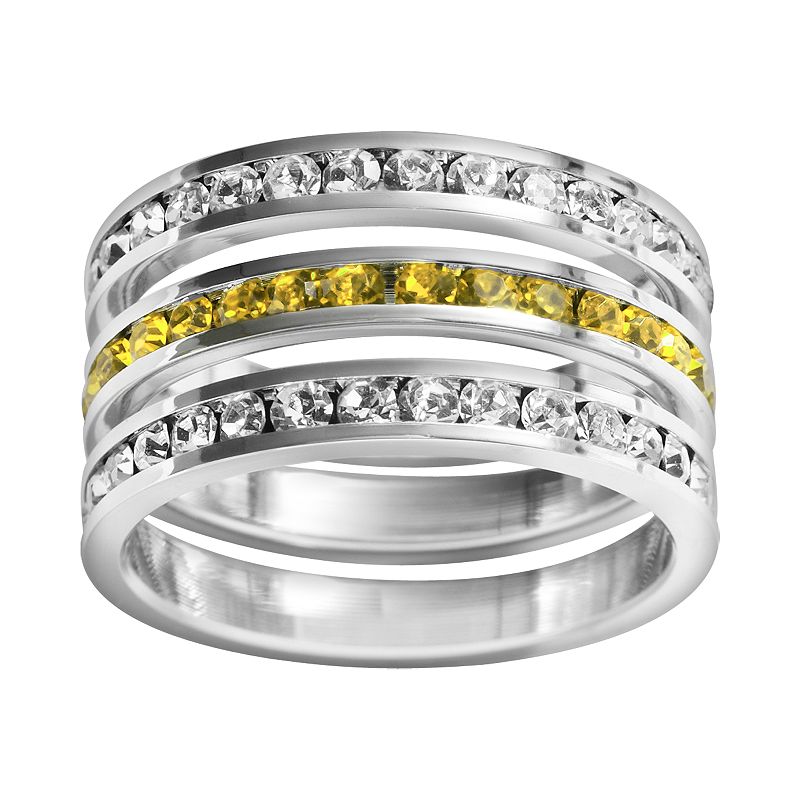 Traditions Jewelry Company Sterling Silver Crystal Eternity Ring Set, Women's, Size: 6, White Yellow