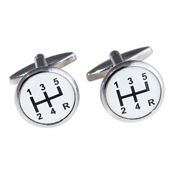 Rhodium-Plated Car Shifter Cuff Links