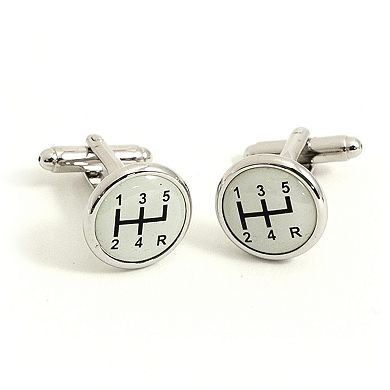 Rhodium-Plated Car Shifter Cuff Links