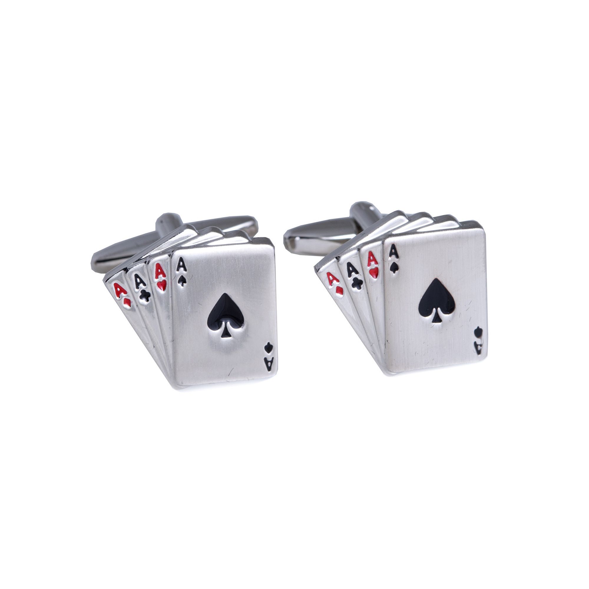 Rhodium-Plated Aces Cuff Links, Silver