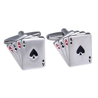Rhodium-Plated Aces Cuff Links