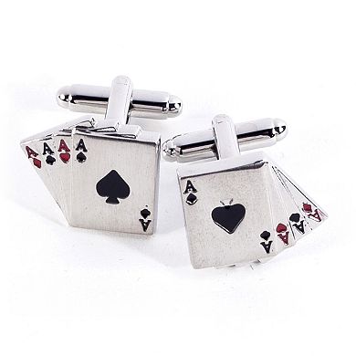 Rhodium-Plated Aces Cuff Links