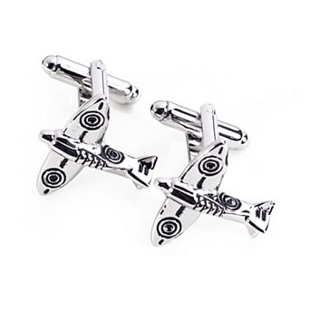 Rhodium-Plated Airplane Cuff Links