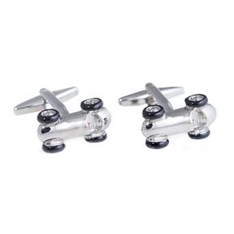 Rhodium-Plated Race Car Cuff Links