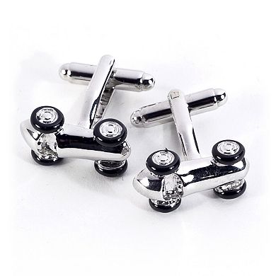 Rhodium-Plated Race Car Cuff Links