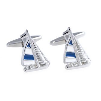 Rhodium-Plated Sailboat Cuff Links