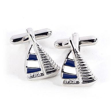 Rhodium-Plated Sailboat Cuff Links